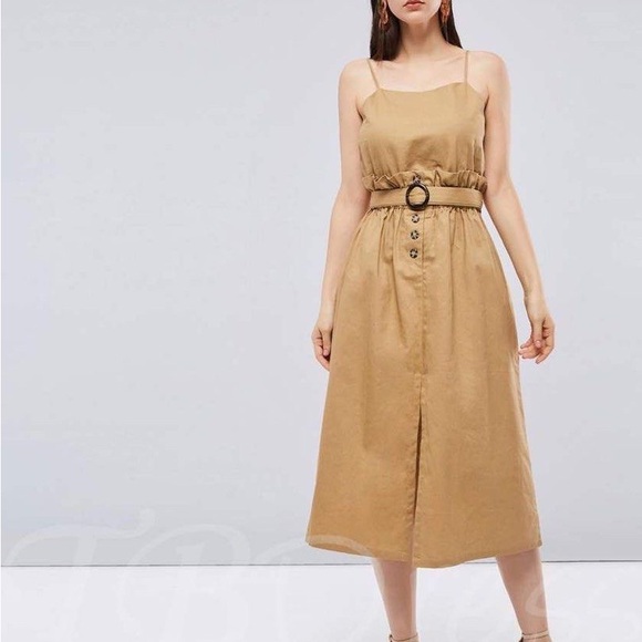 ZARA TRF Strappy Tan Midi Dress - Picture 2 of 15